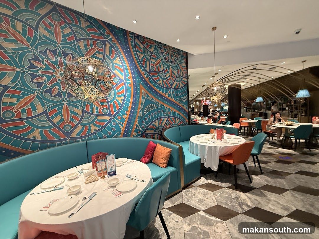 Restaurant Interior with Colorful Mural