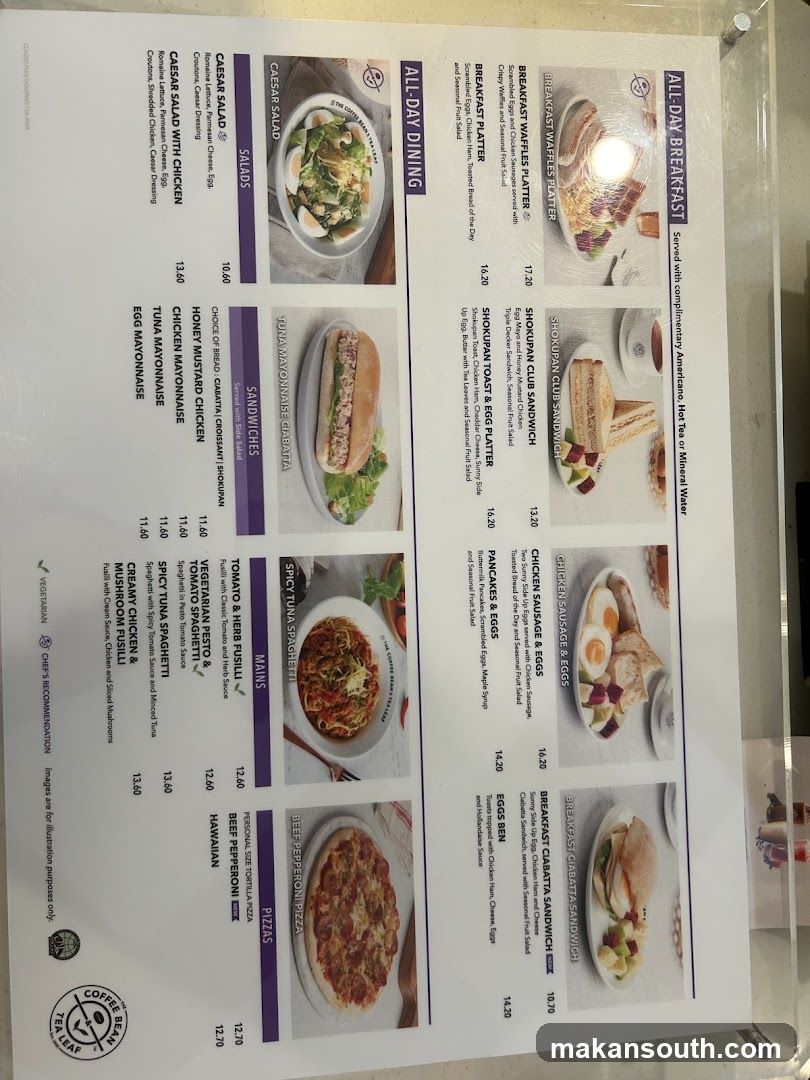 The Coffee Bean & Tea Leaf Menu