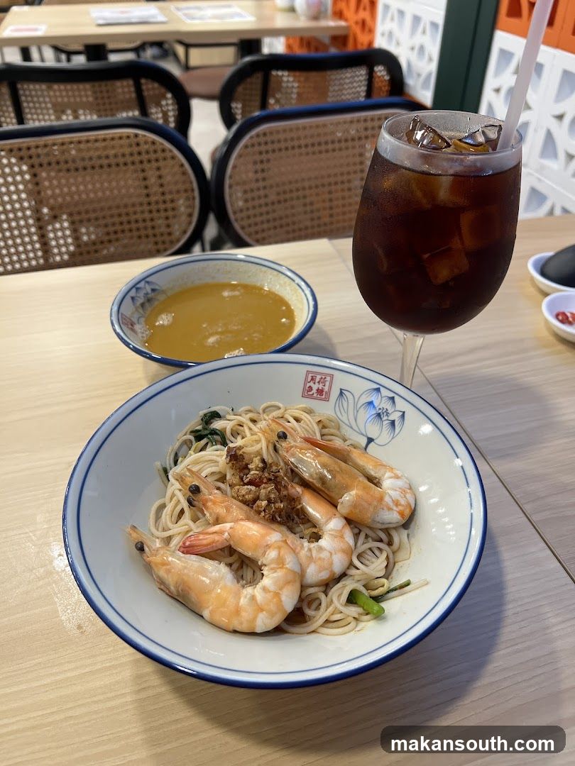 Shrimp Noodles and Drink