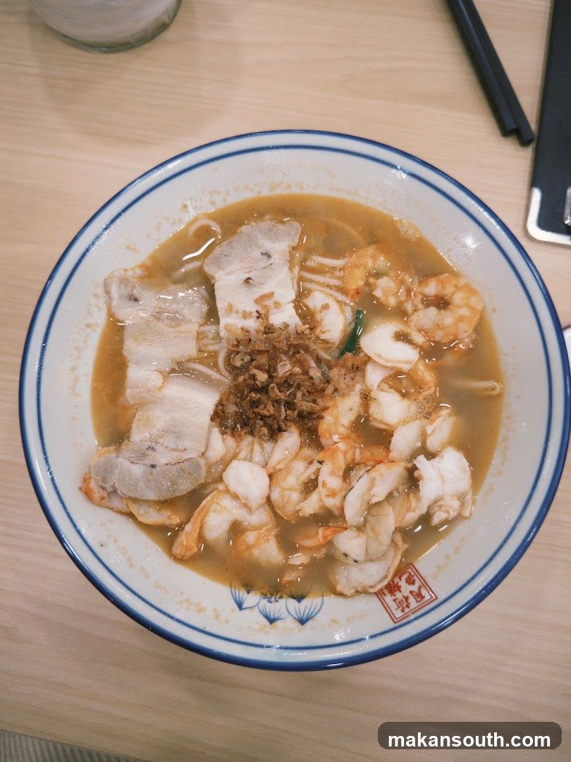 Bowl of Noodles with Shrimp and Pork Belly