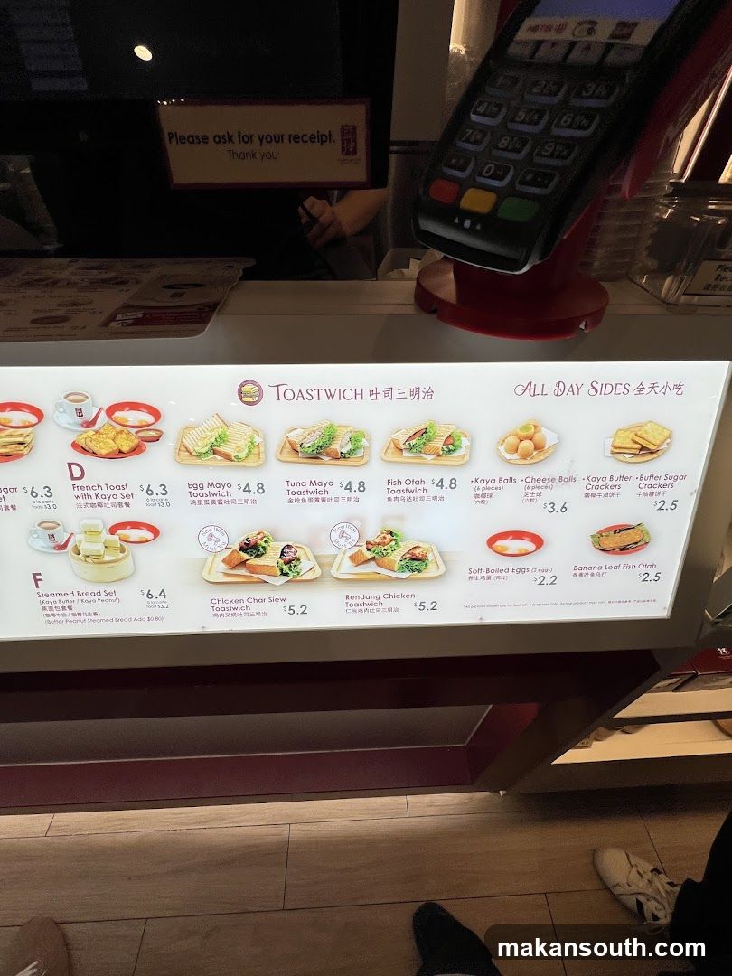 Toastwich Menu