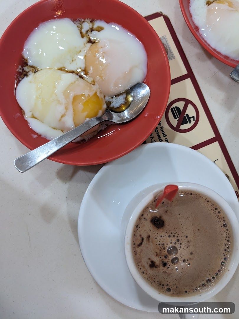 Soft-boiled eggs and coffee