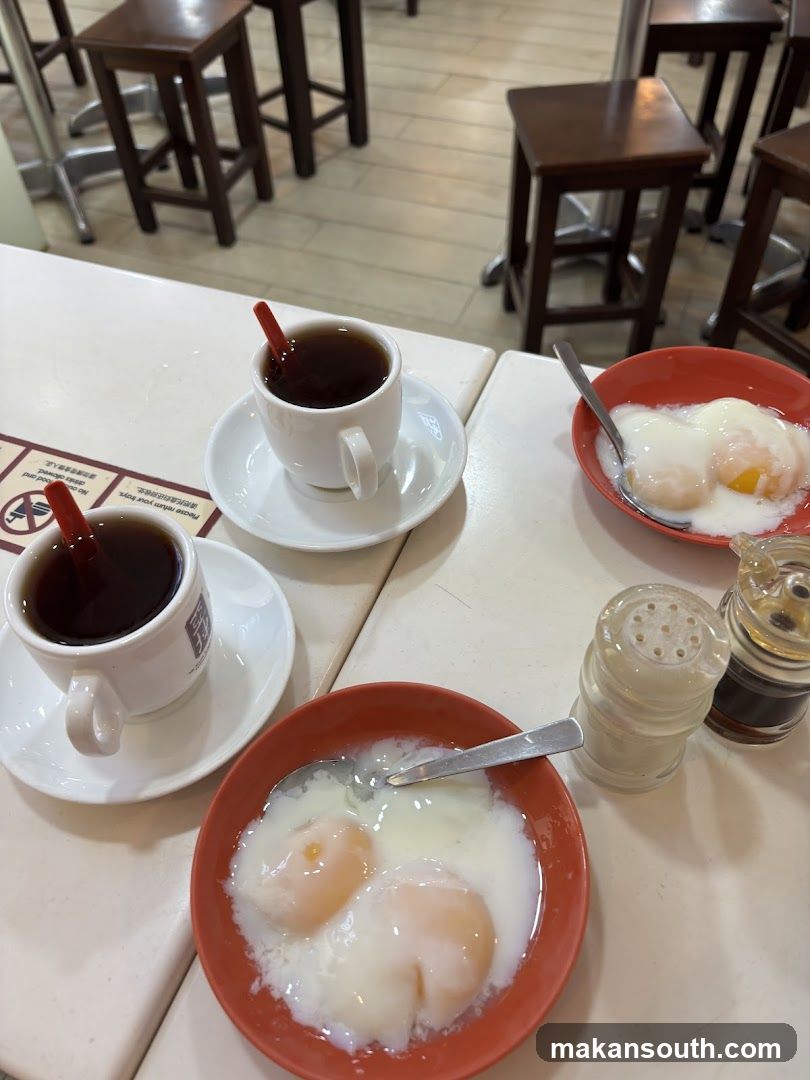 Soft-boiled eggs and coffee