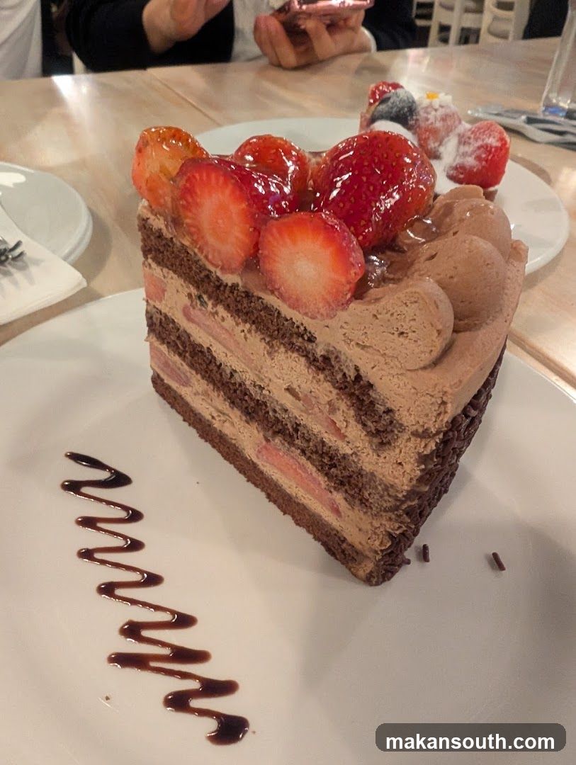 Chocolate Strawberry Cake Slice