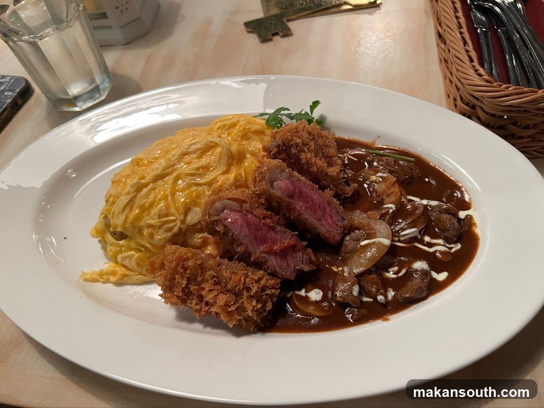 Omurice with Steak and Stew