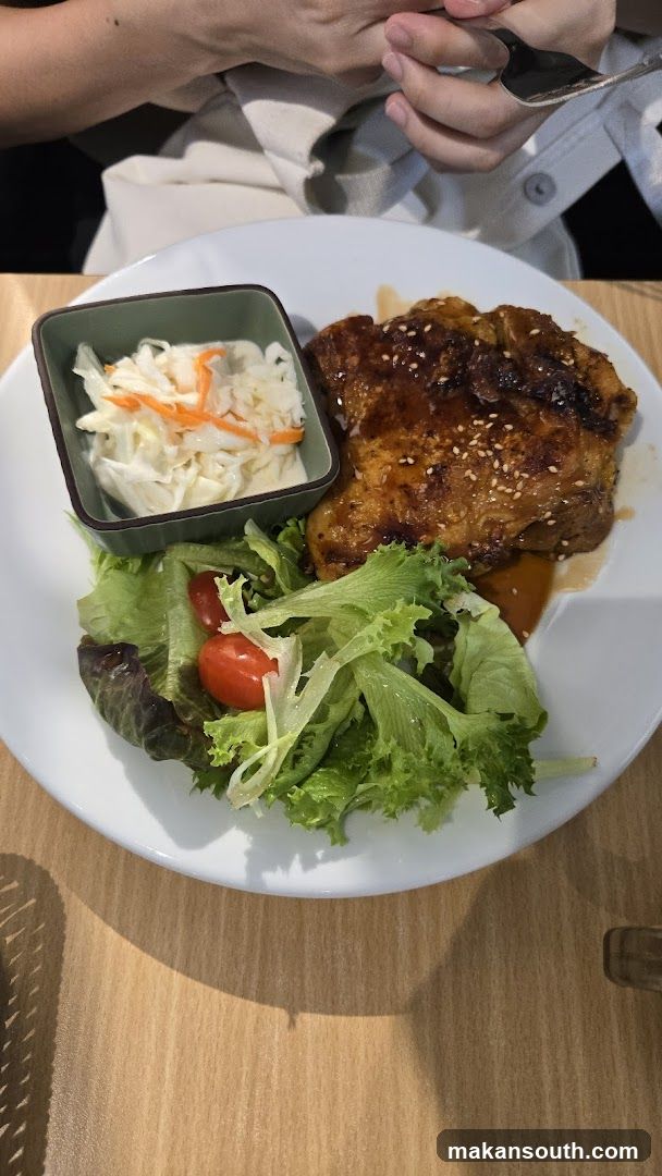 Chicken with salad and coleslaw