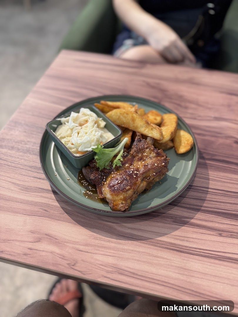Pork Ribs with Fries and Coleslaw