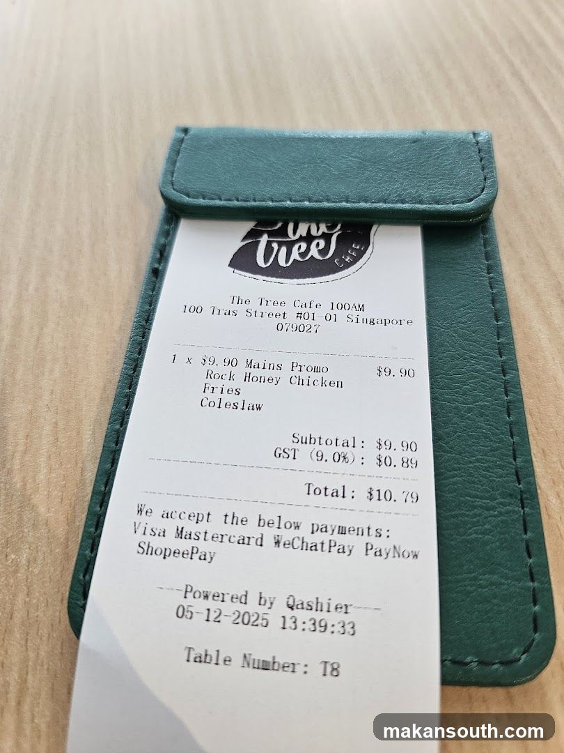 The Tree Cafe 100AM Receipt