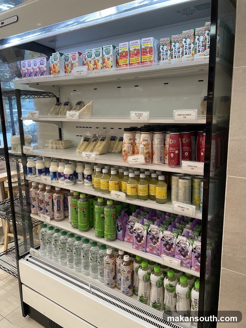 Refrigerated Display Case with Drinks and Sandwiches