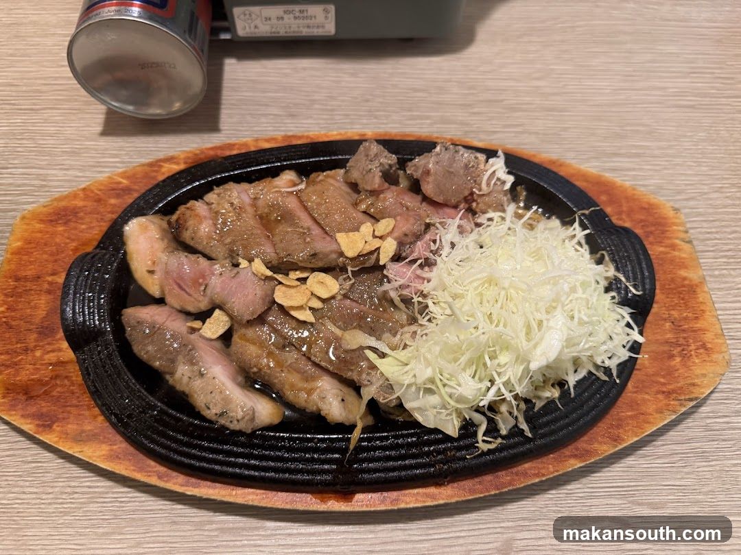 Sizzling Steak with Garlic and Shredded Cabbage