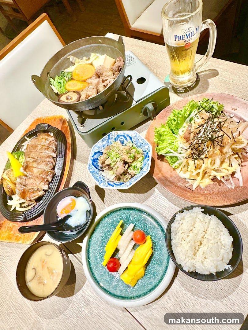 Japanese Meal with Beer