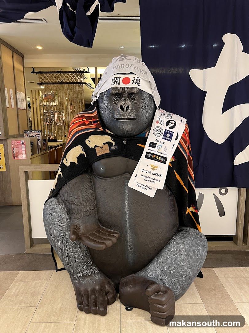 Gorilla Statue with Japanese Decorations