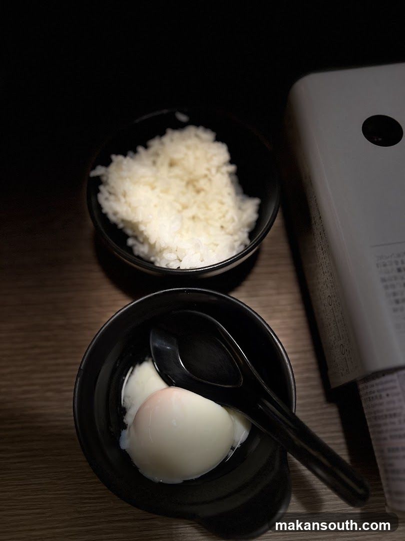 Soft-boiled egg and rice