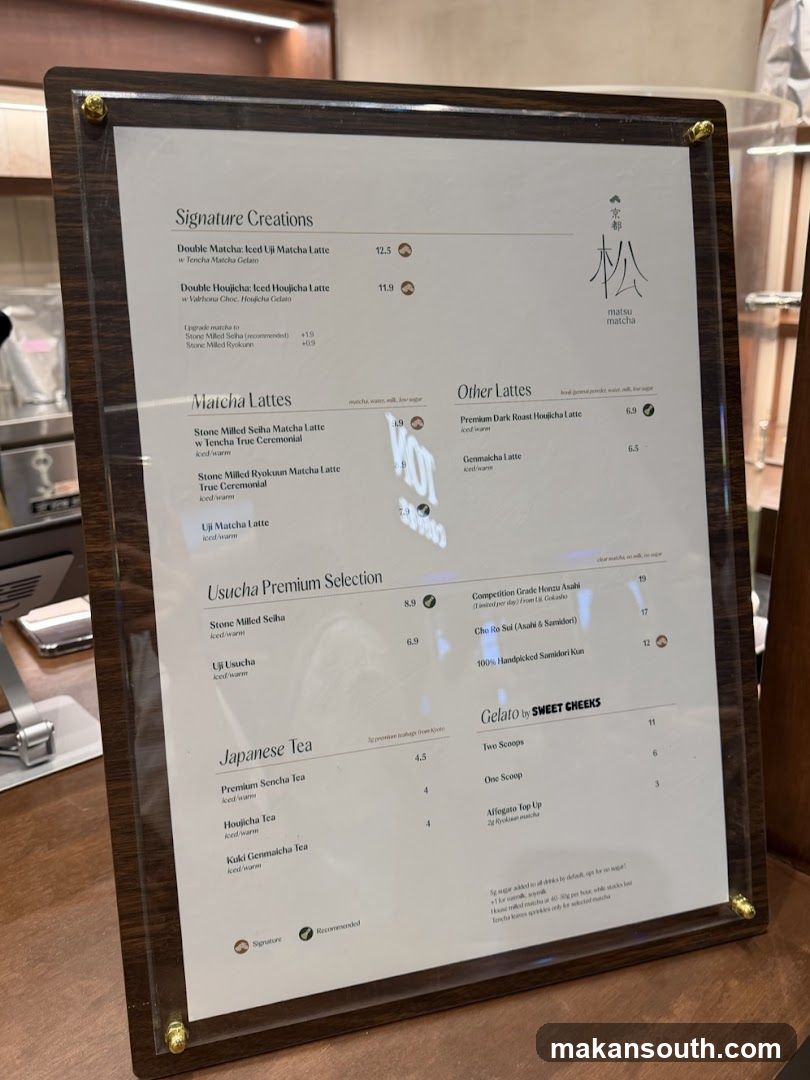 Matsu Matcha Menu