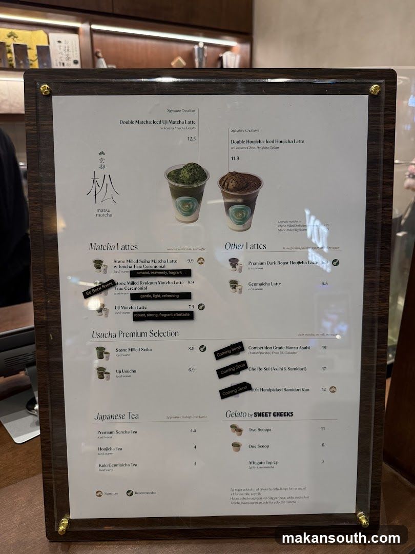 Matsu Matcha Menu