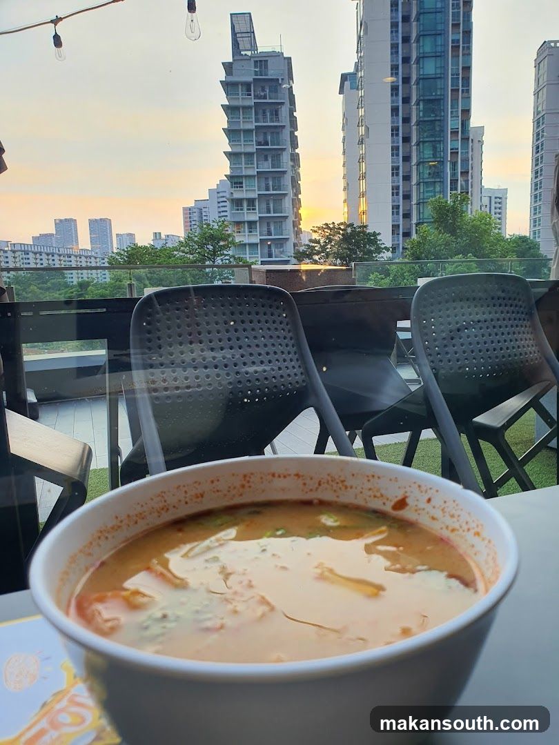 Soup with Cityscape View