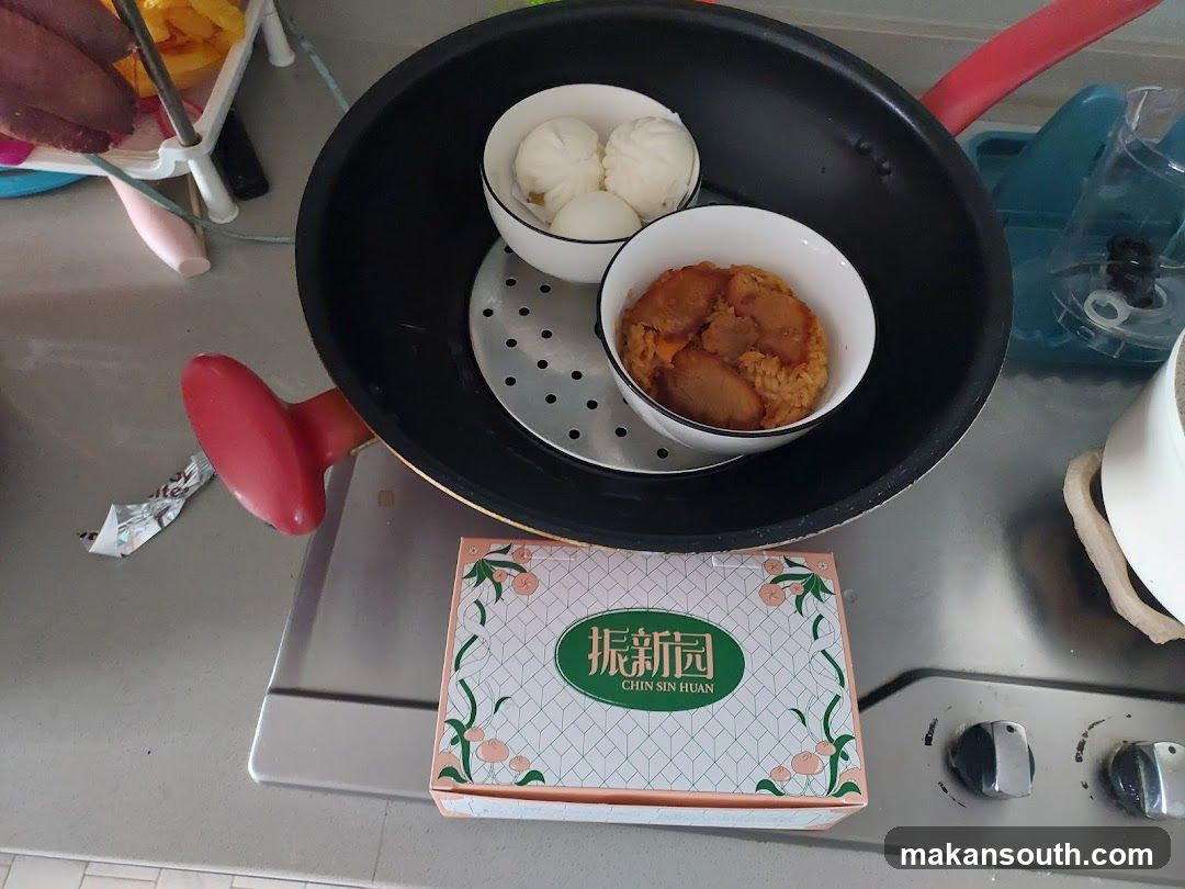Steamed buns and rice dish
