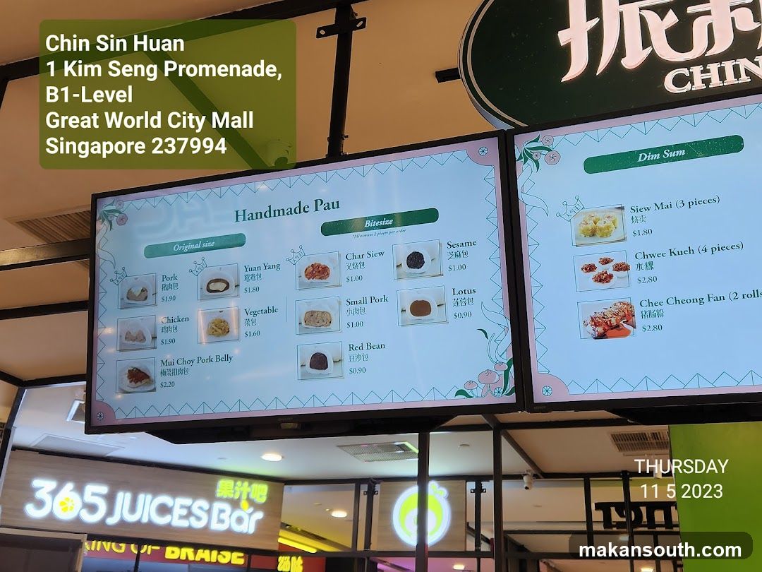 Chin Sin Huan Menu