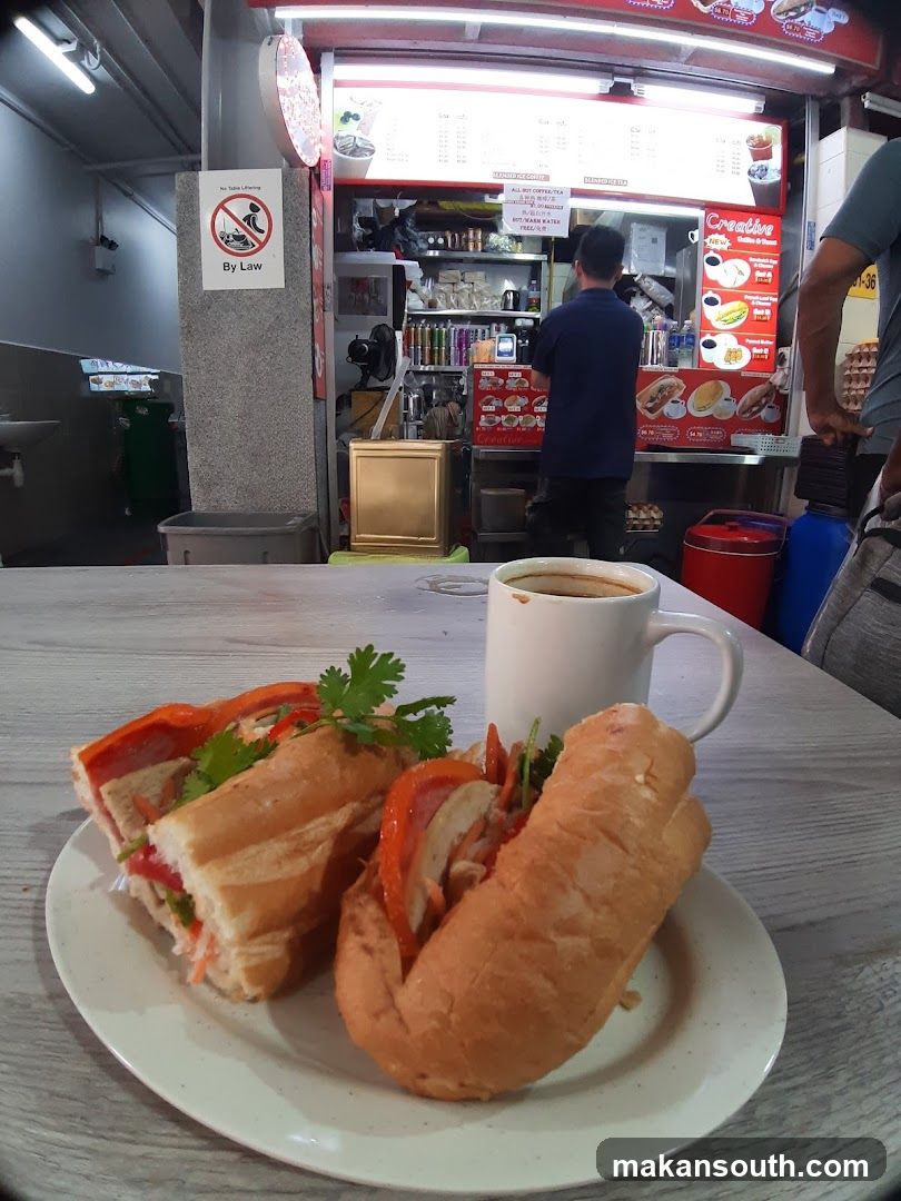 Sandwiches and Coffee at a Food Stall
