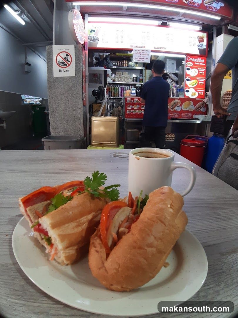 Sandwiches and Coffee at a Food Stall