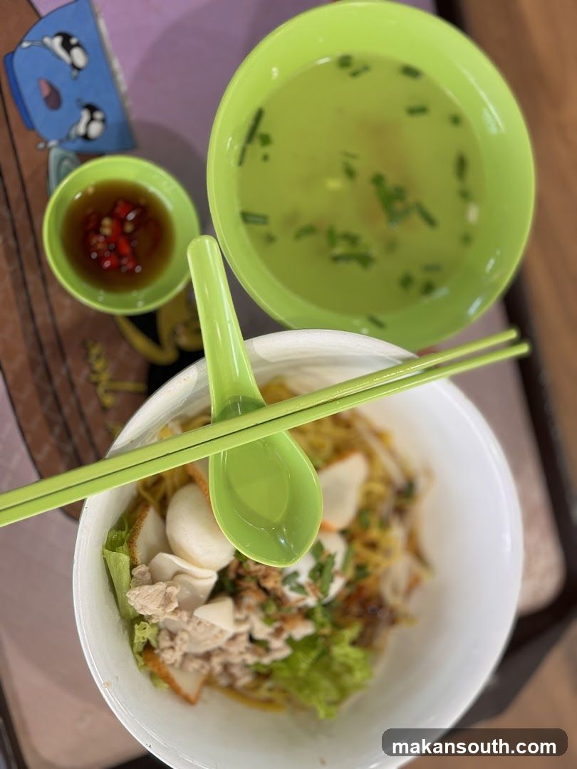 Noodle Dish with Soup and Chili Dip
