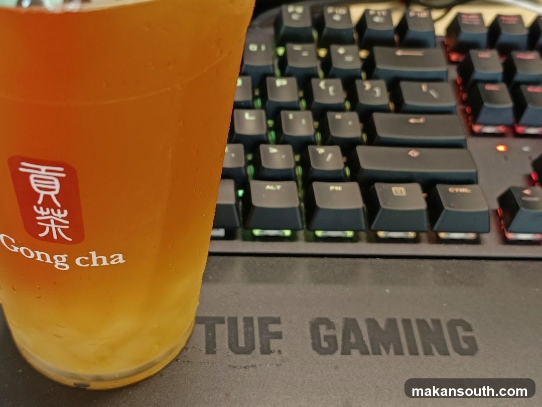 Gong Cha Drink and Keyboard