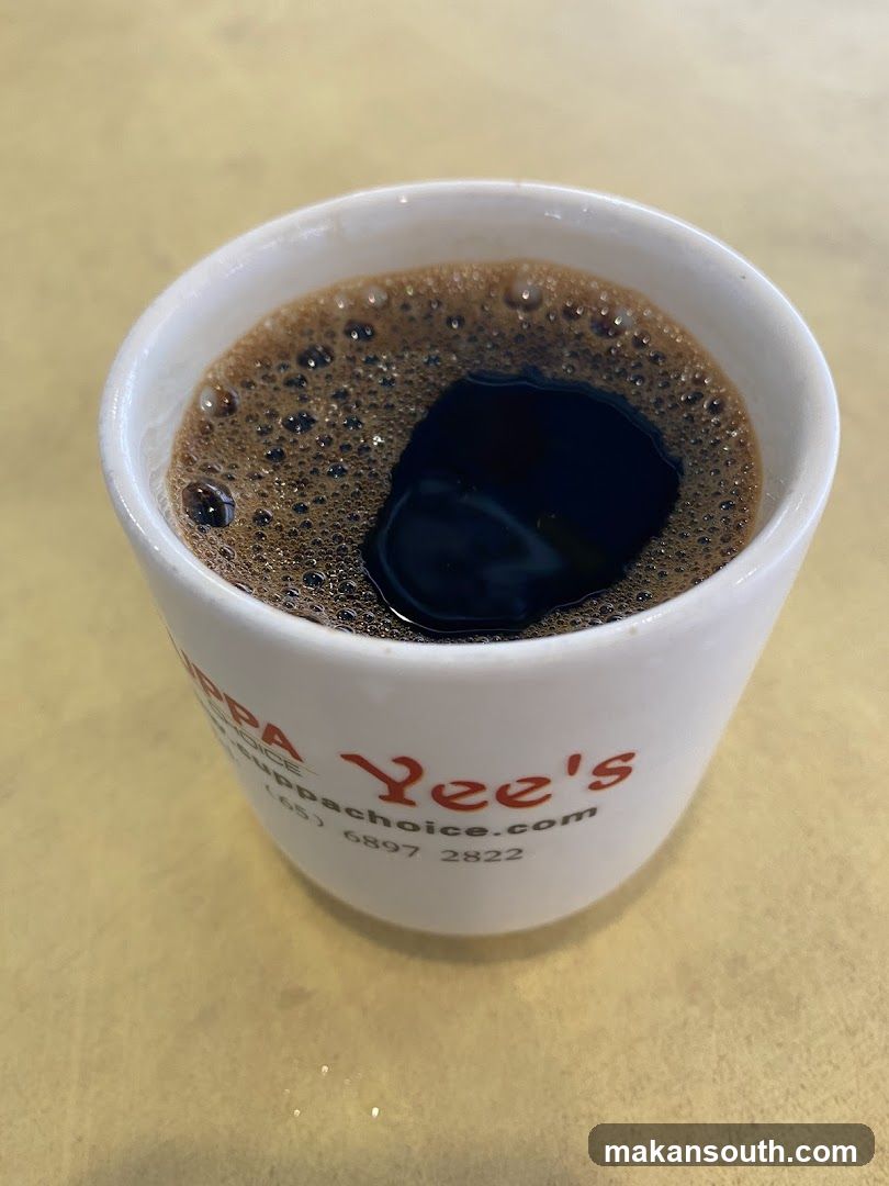Coffee in a branded cup