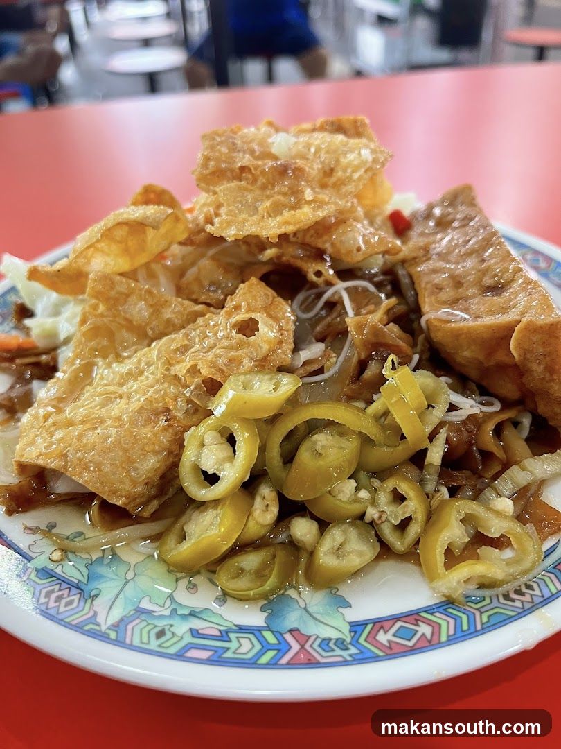 Noodles with Fried Tofu Skin and Pickled Peppers