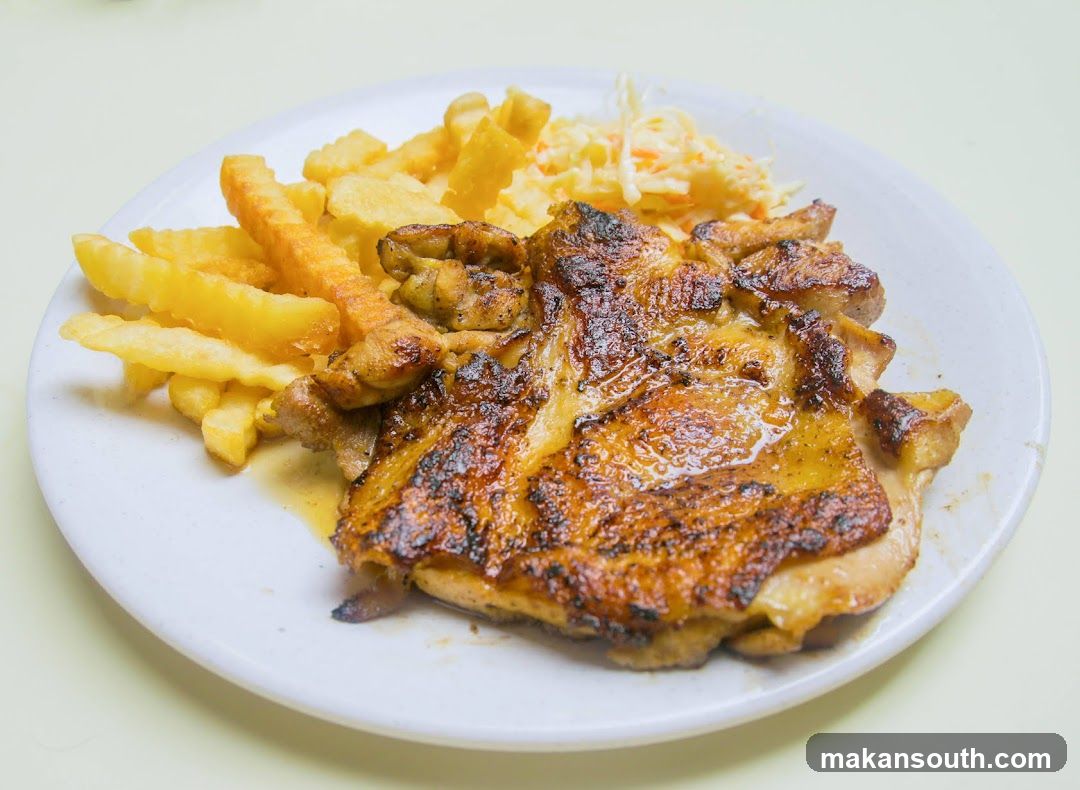 Grilled Chicken with Fries and Coleslaw