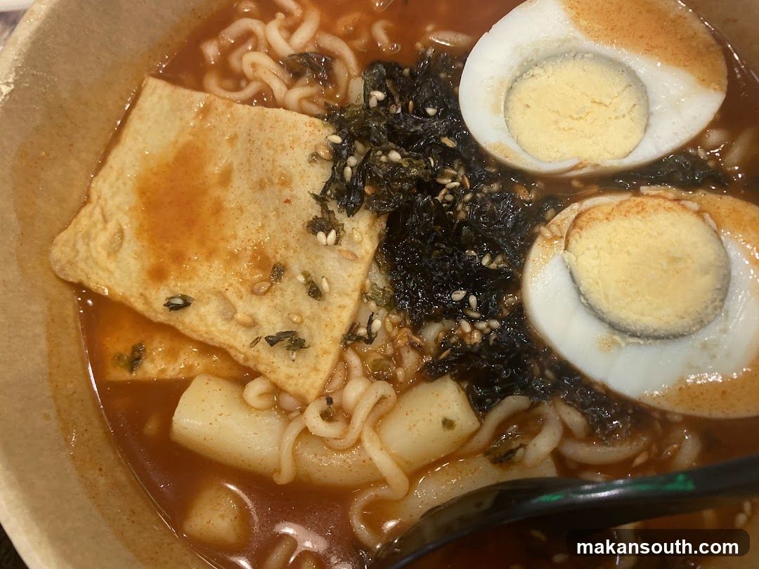 Spicy Noodle Soup with Egg and Fish Cake