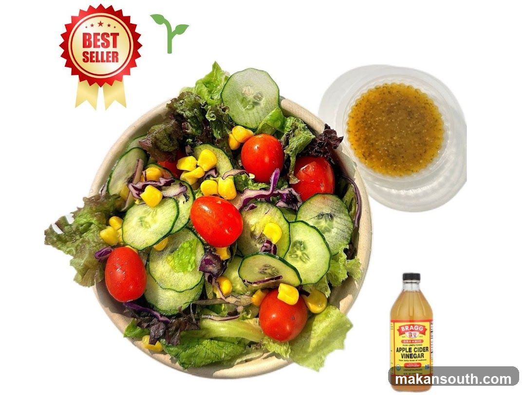 Salad with Dressing and Apple Cider Vinegar