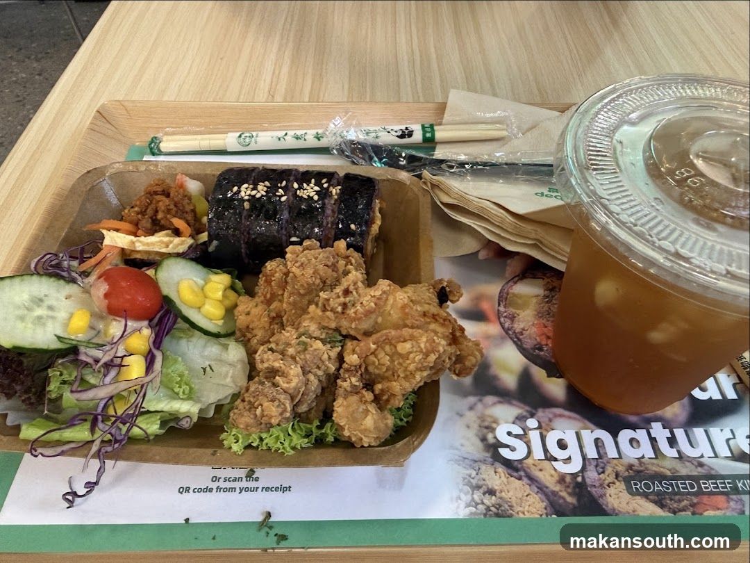 Korean Fried Chicken and Kimbap Meal