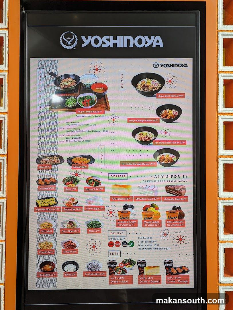 Yoshinoya Menu
