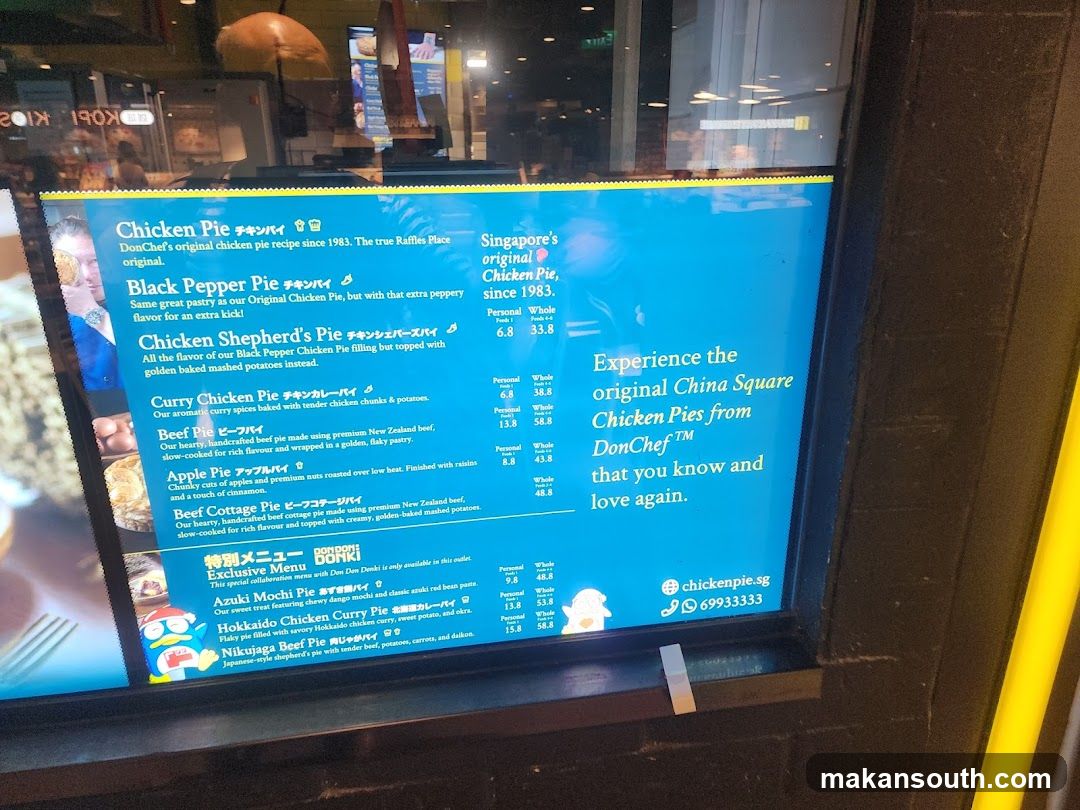 Chicken Pies Menu