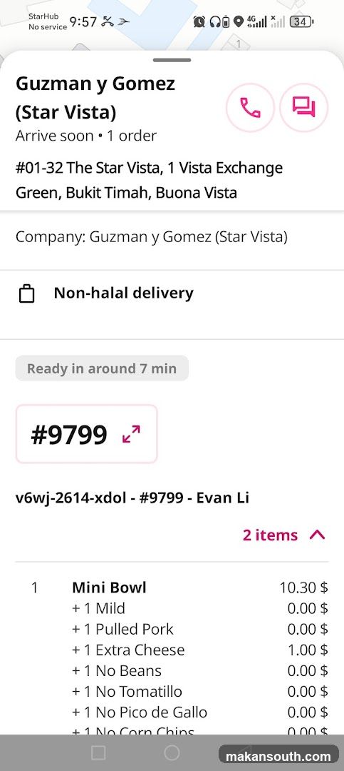 Guzman y Gomez Order Details