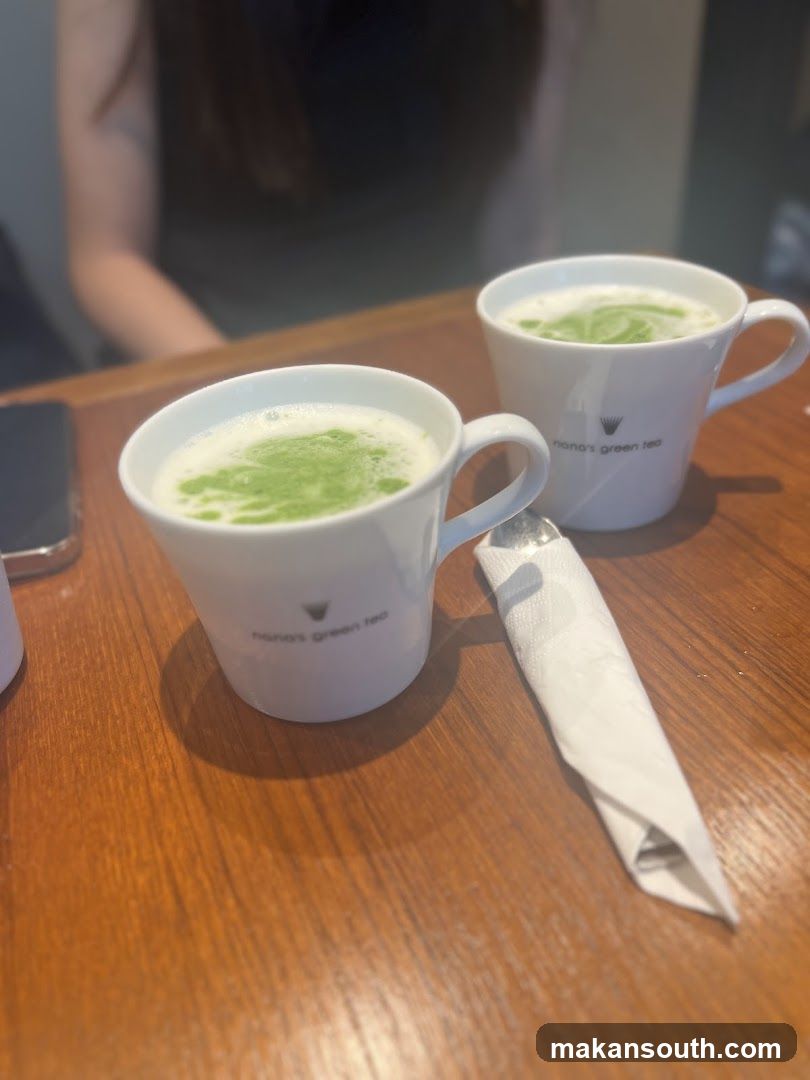 Two cups of matcha tea