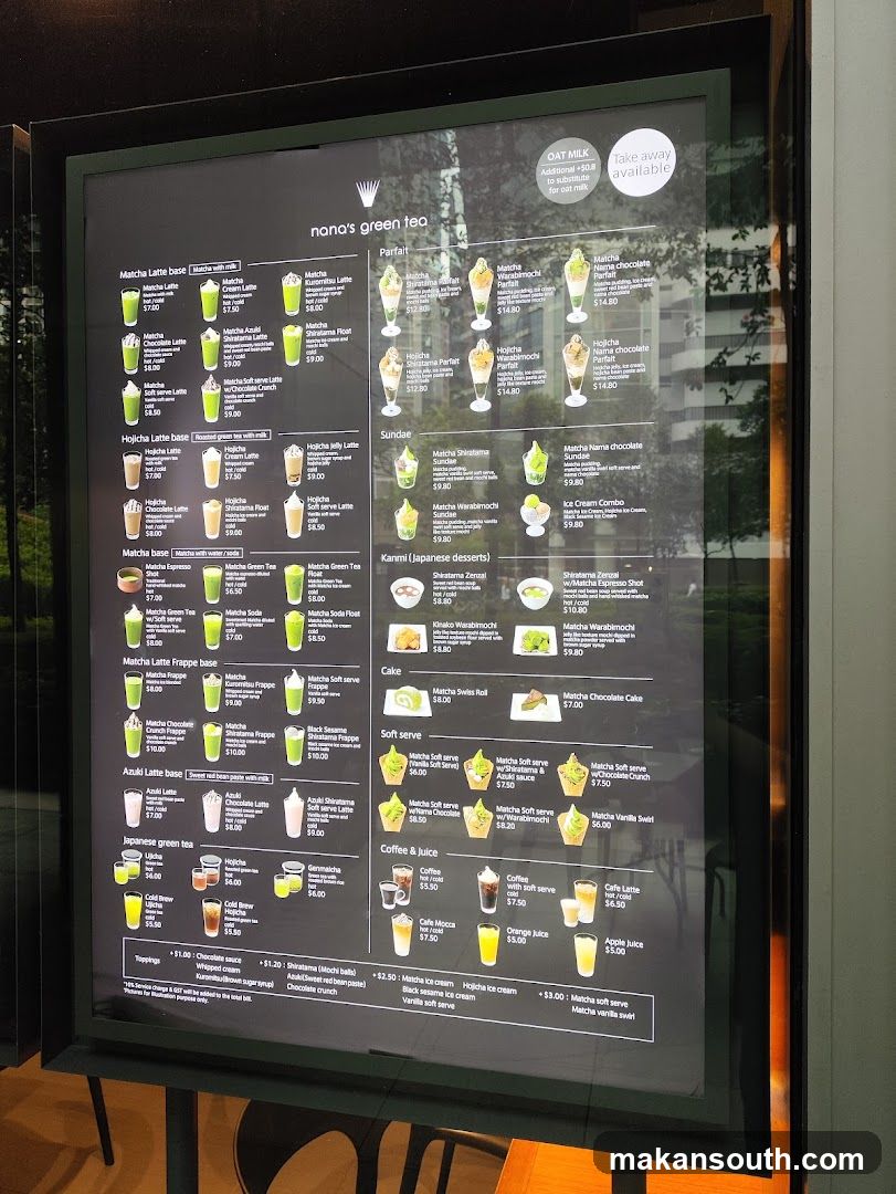 nana's green tea menu