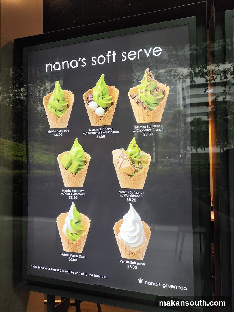 Nana's Soft Serve Menu
