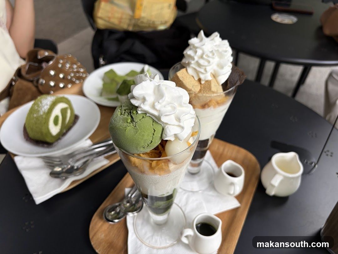 Dessert Parfaits and Matcha Roll Cake