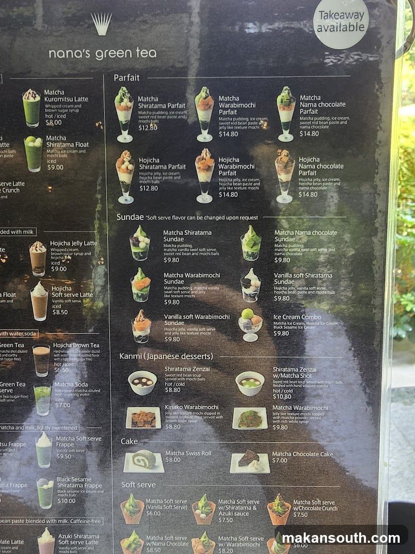 nana's green tea Menu