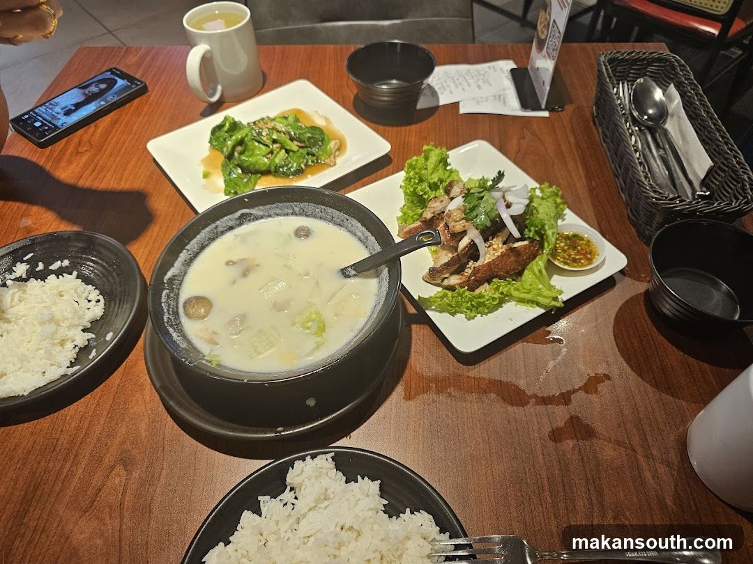 Table with food and drinks