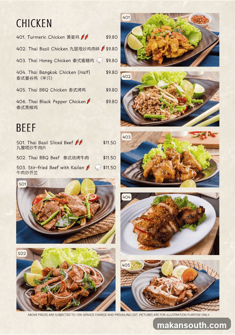 Chicken and Beef Menu