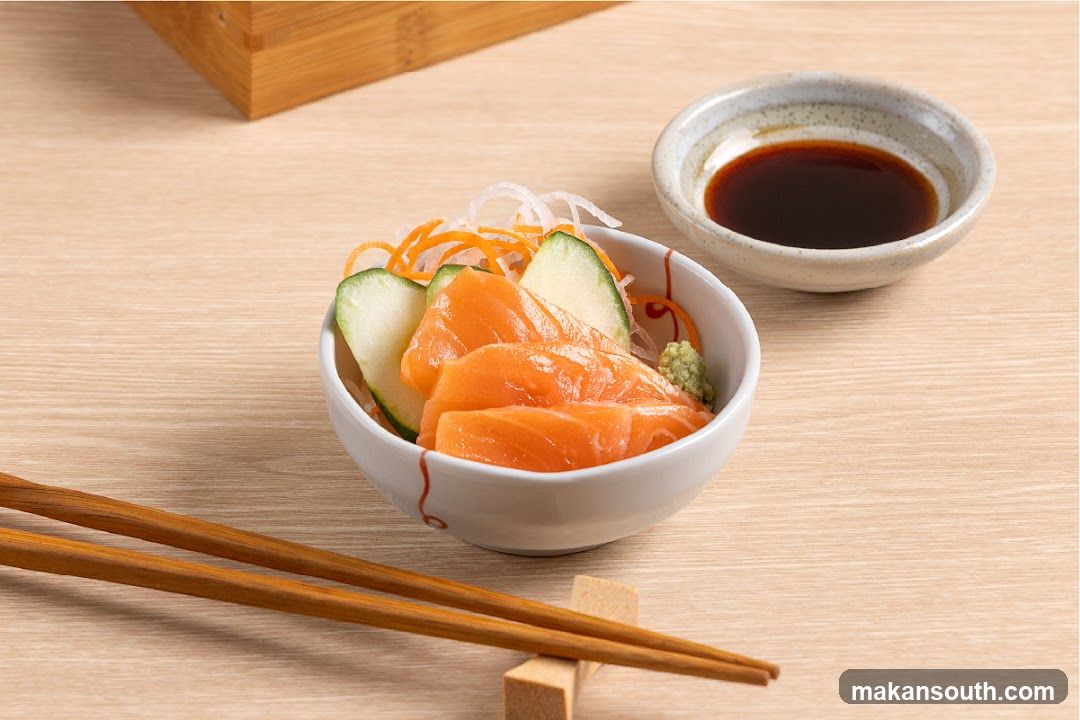 Salmon Sashimi with Wasabi and Soy Sauce