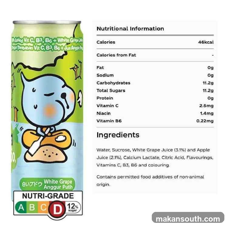 White Grape Drink Nutritional Information