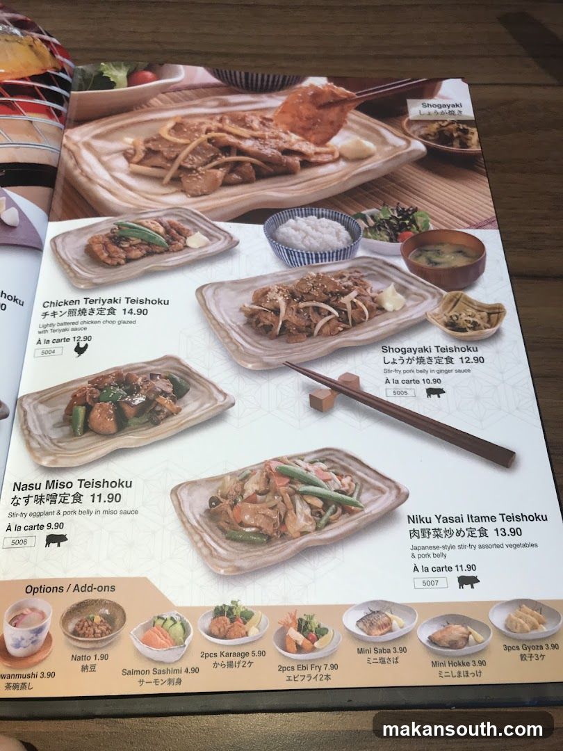 Japanese Teishoku Menu