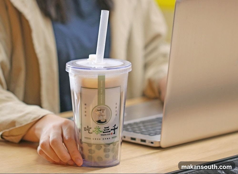 Bubble Tea with Laptop