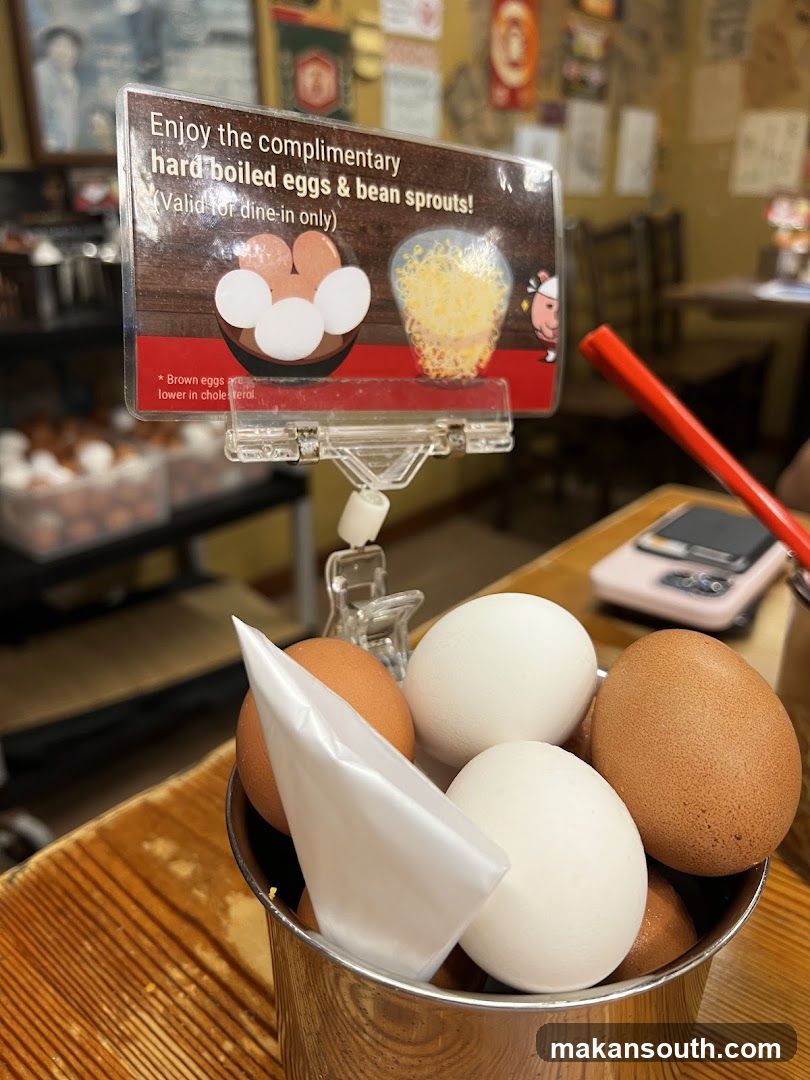 Complimentary Hard-Boiled Eggs and Bean Sprouts