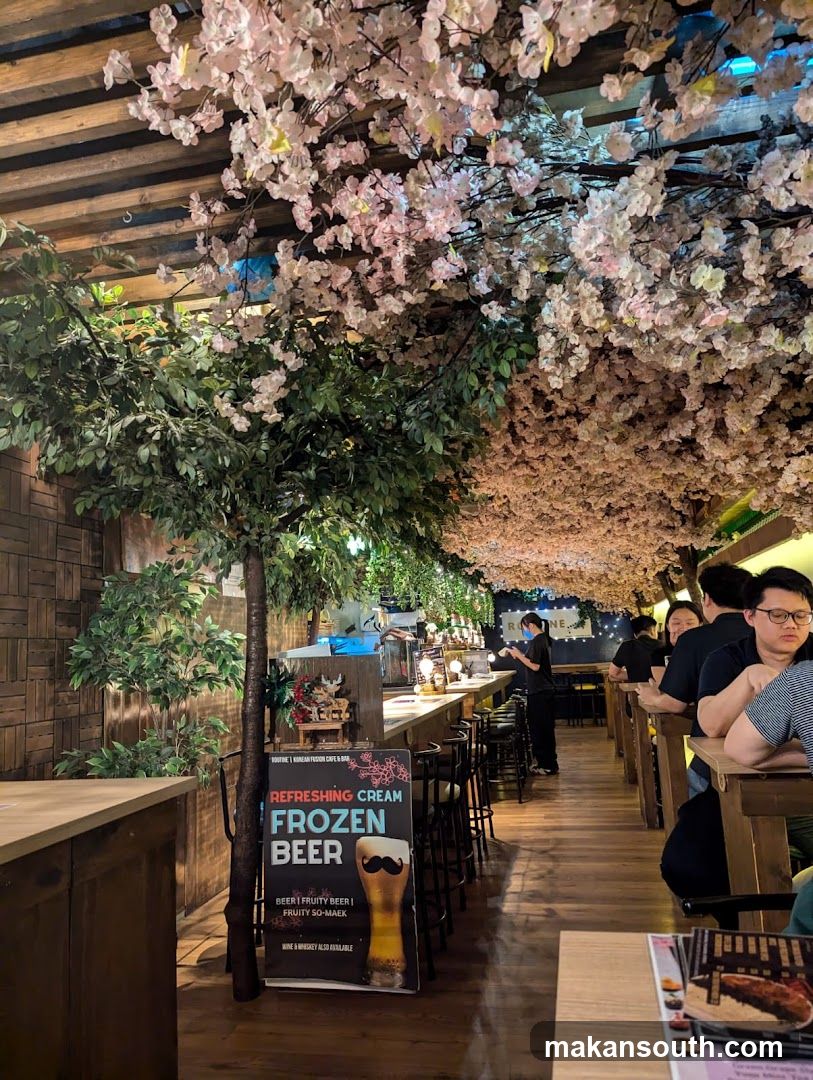 Restaurant Interior with Cherry Blossoms