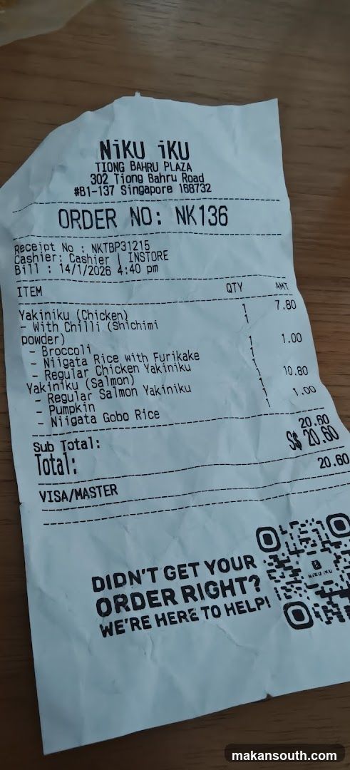 Niku Iku Receipt