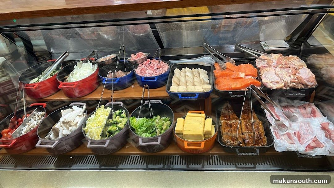 Buffet Display with Assorted Ingredients